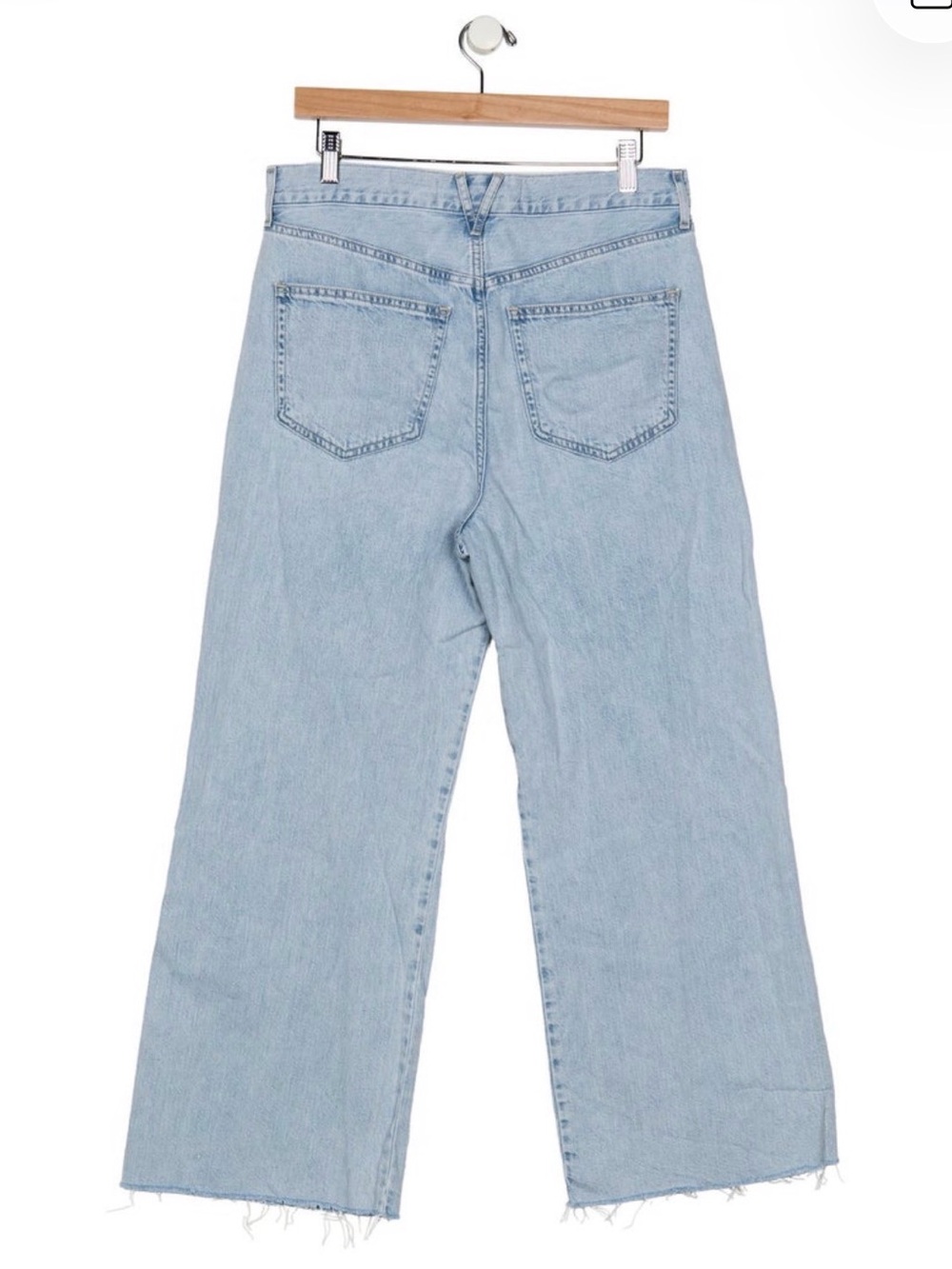 Veronica Beard High Rise Wide Leg Jeans Size 28 Light Wash Raw Hem - Picture 4 of 4